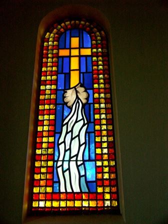 French Baptismal Window with Dalle de Verre
