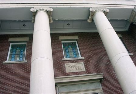 Ionic Columns Framing the Entrance