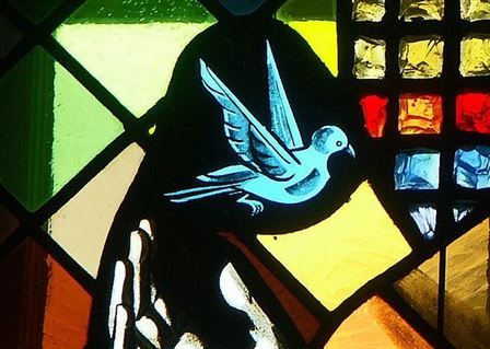 St. Francis' Hand with Bird and Dalle de Verre