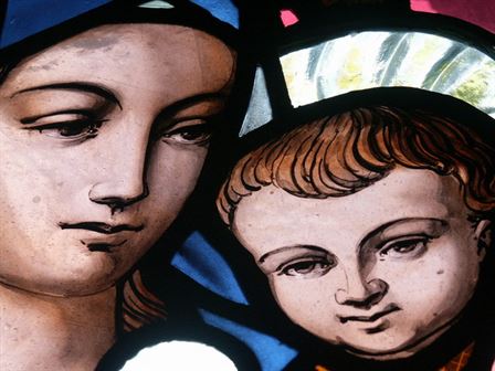 Faces of Mary and Jesus (detail)