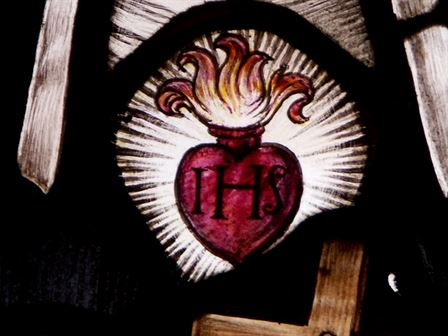 Sacred Heart with Flames and IHS (detail)