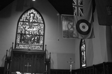 Altar Window and Flags (B&W)